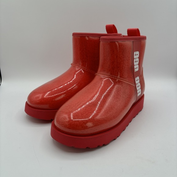 UGG Shoes - UGG Classic Clear Mini Plush Hibiscus Pink Boots Women's Size 6 Wool Blend